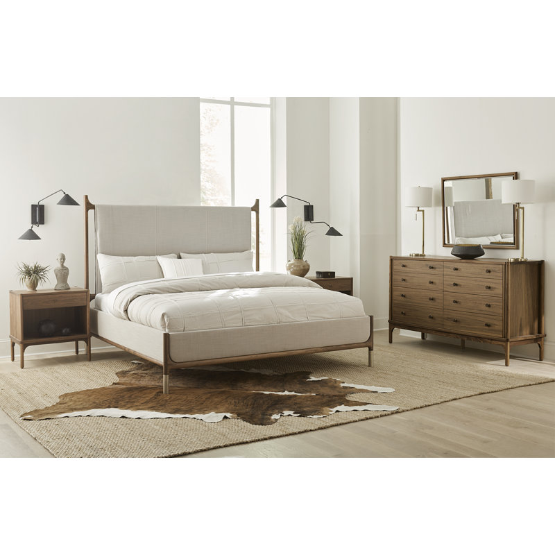 Stickley Walnut Grove Solid Wood Upholstered Bed Perigold